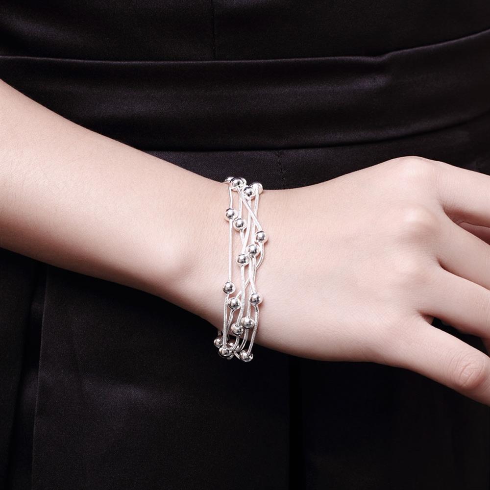 925 sterling silver Bracelets Snake chain round beads
