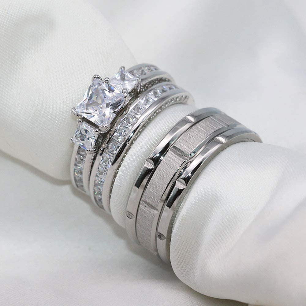 Exquisite Rhinestones Zirconia Rings Set
