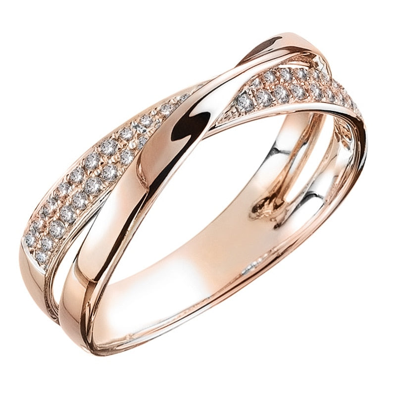 Huitan Newest Fresh Two Tone X Shape Cross Ring