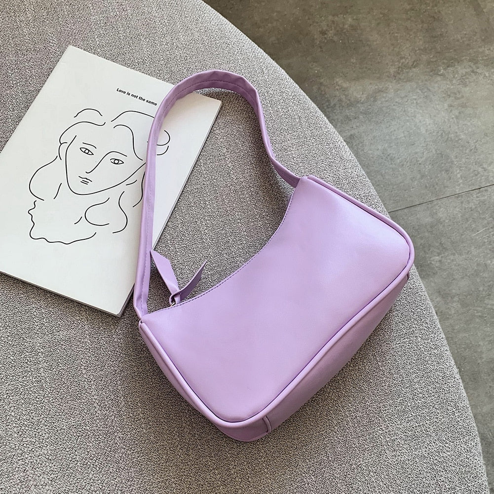 Women&#39;s Bag PU Leather 2021 New Solid Color Armpit Underarm Shoulder Bags for Women Casual Ladies Chain Shopper Handbags Purse