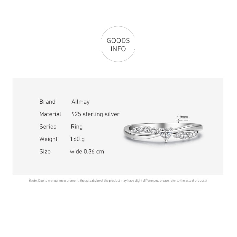 Ailmay 925 Sterling Silver Elegant Sparkling Cubic Zirconia Heart Finger Ring
