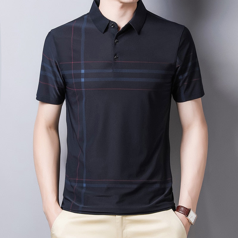 Ymwmhu Fashion Striped Slim Men Polo Shirt