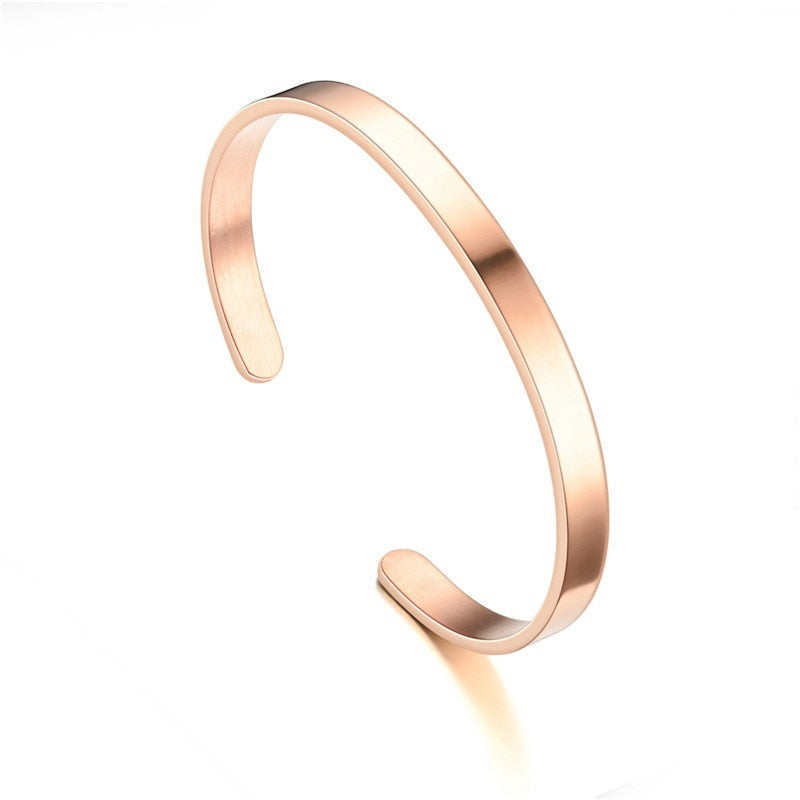 Fashion Cuff Stainless Steel Gold width 6mm Bangle Bracelet