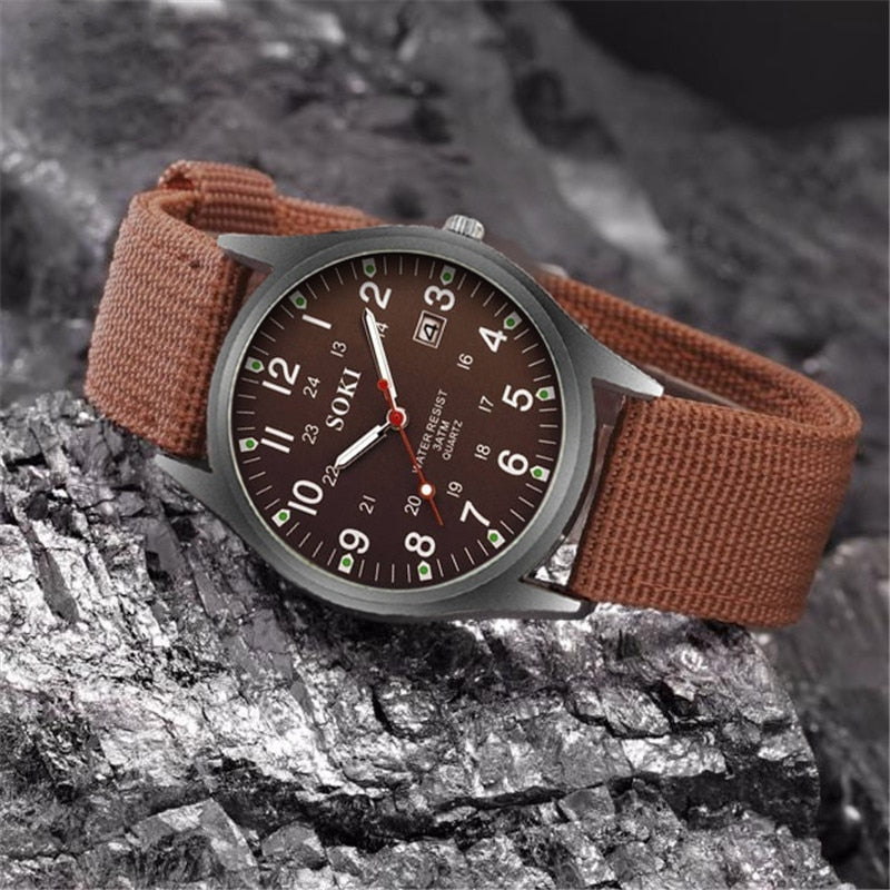 Luminous Luxury Military Quartz Wristwatch Men Casual Nylon Watch