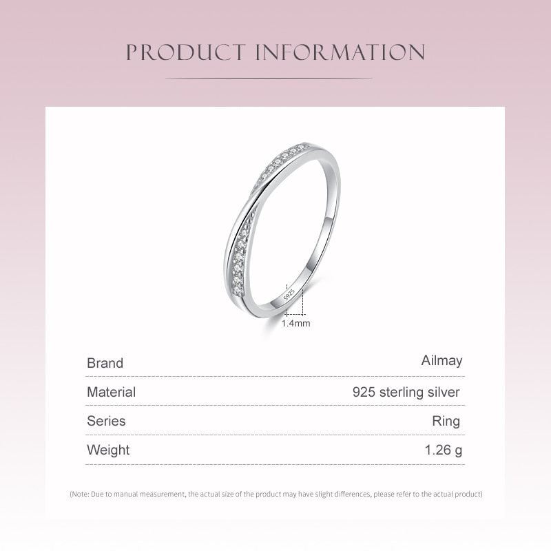 Simple Interwoven Sterling Silver CZ Zircon Finger Ring