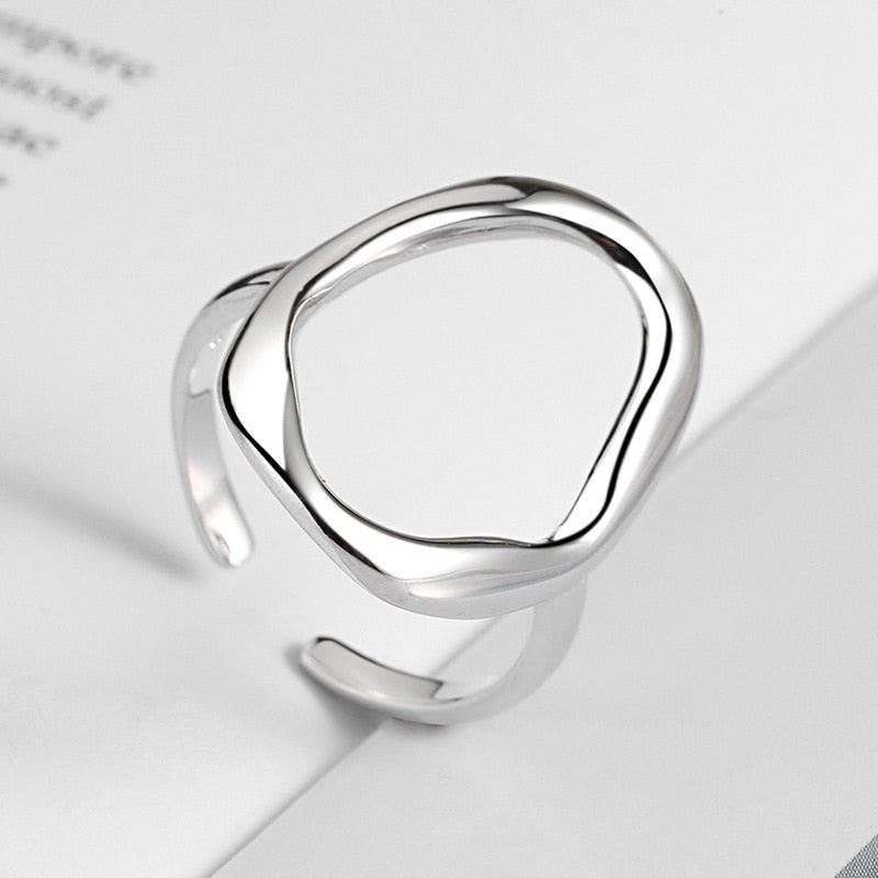 Fashion Big Geometric Pearl Paved Adjustable Ring