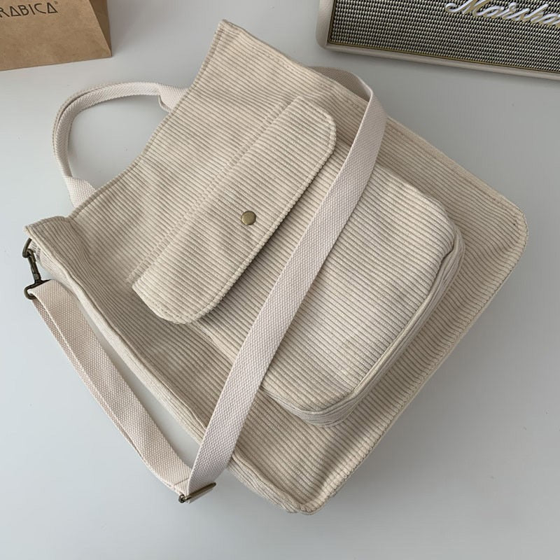 Corduroy Foldable Washable Canvas Crossbody Bag