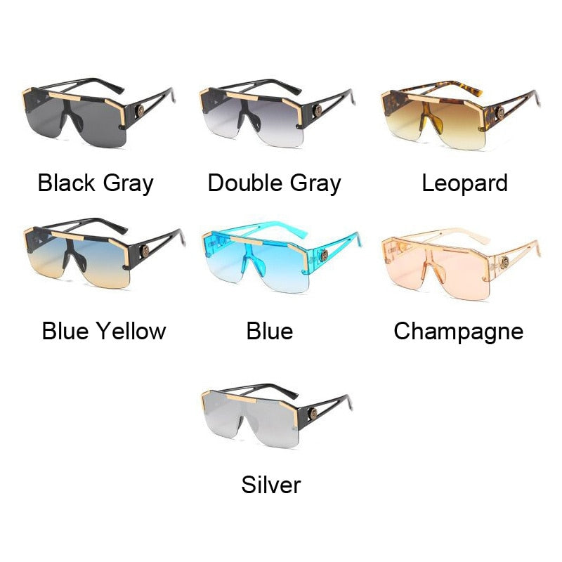 New Luxury Oversized Man Gradient Square Sunglasses
