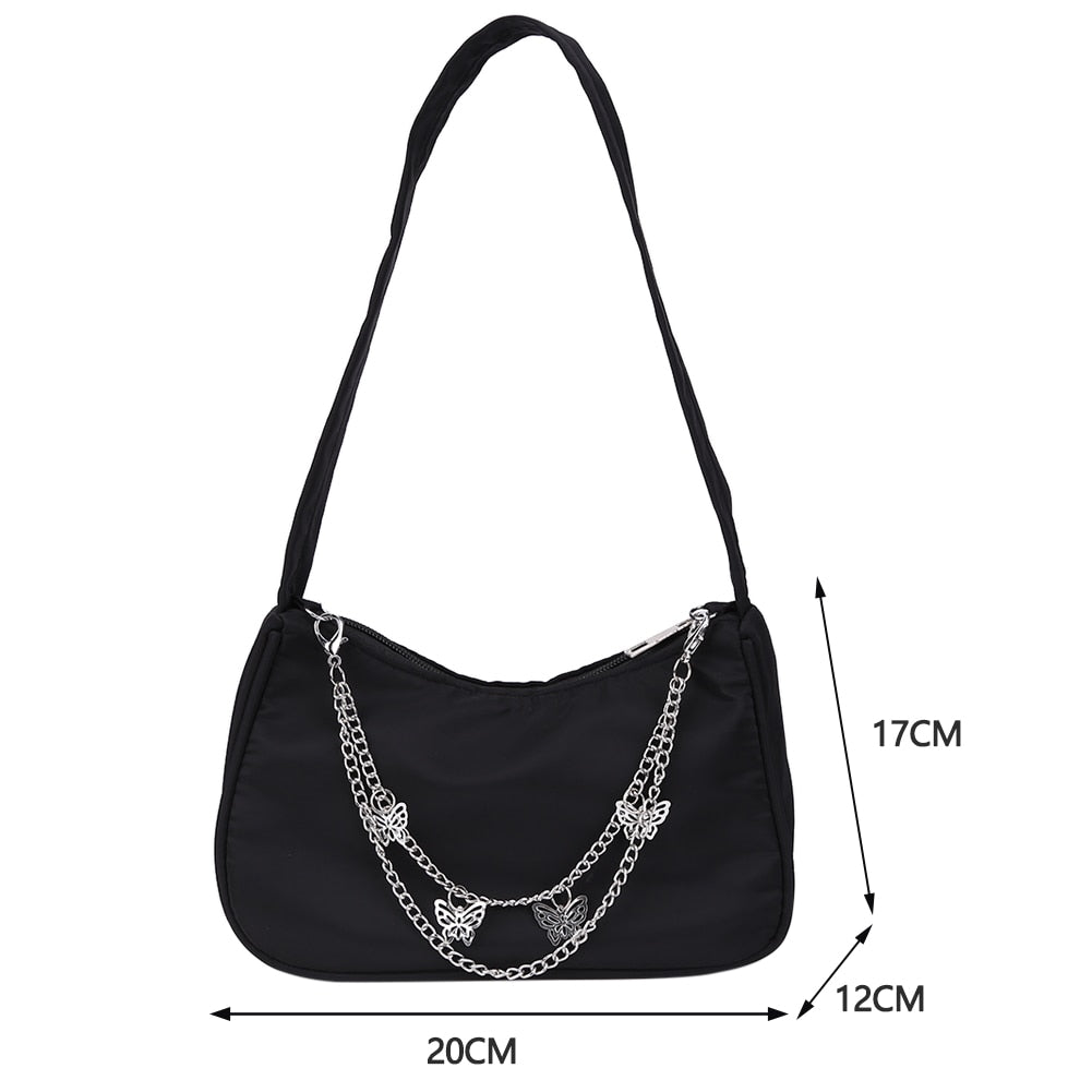 Fashion Women Pure Color Butterfly Chain Shoulder Bag