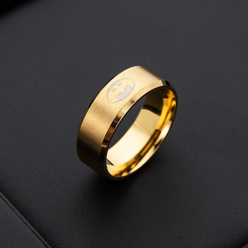 Fashion Laser Logo Bat Rings Stainless Steel for Men