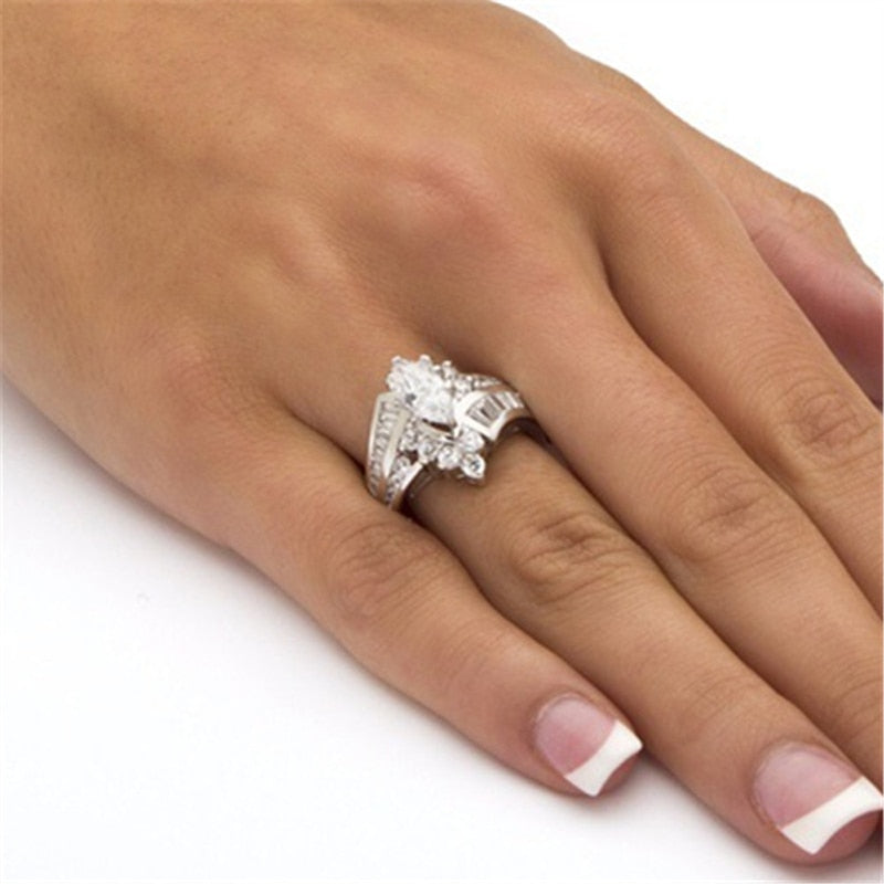 Classic Luxury Oval White CZ Gold Ring