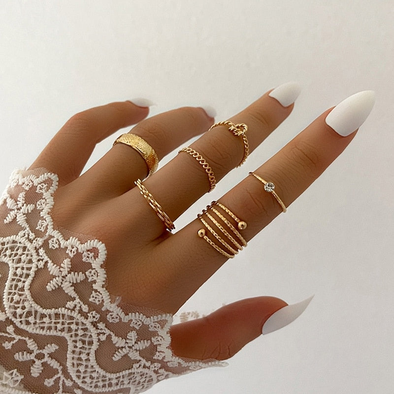 14 Pcs/Set Neo-Gothic Mixed Feather Elephant Star Moon Sun Ring