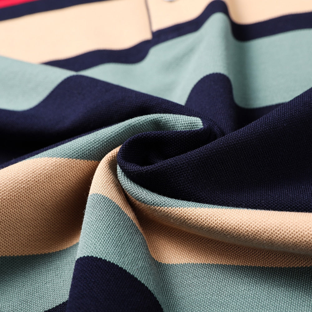 Striped Embroidery Men Designer Polo Shirt With Short Sleeve