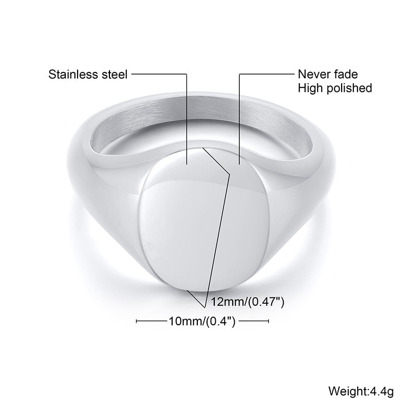 Lotus Signet Stainless Steel Elegant Signet Ring