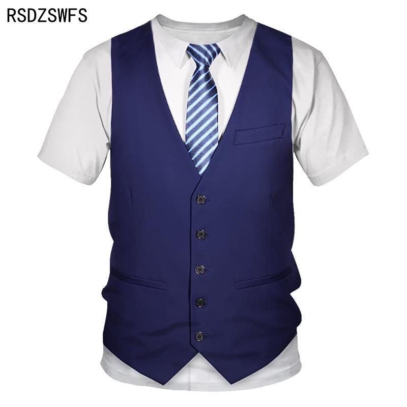 Two Piece 3D T-Shirt Digital Printed Men's Tops Tees