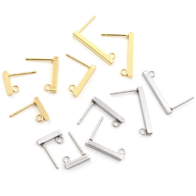 20pcs 10 15 20mm 316 Stainless Steel Earring Hooks Bar Tube Stud Earrings Ear Wires Connector DIY Jewelry Making Findings