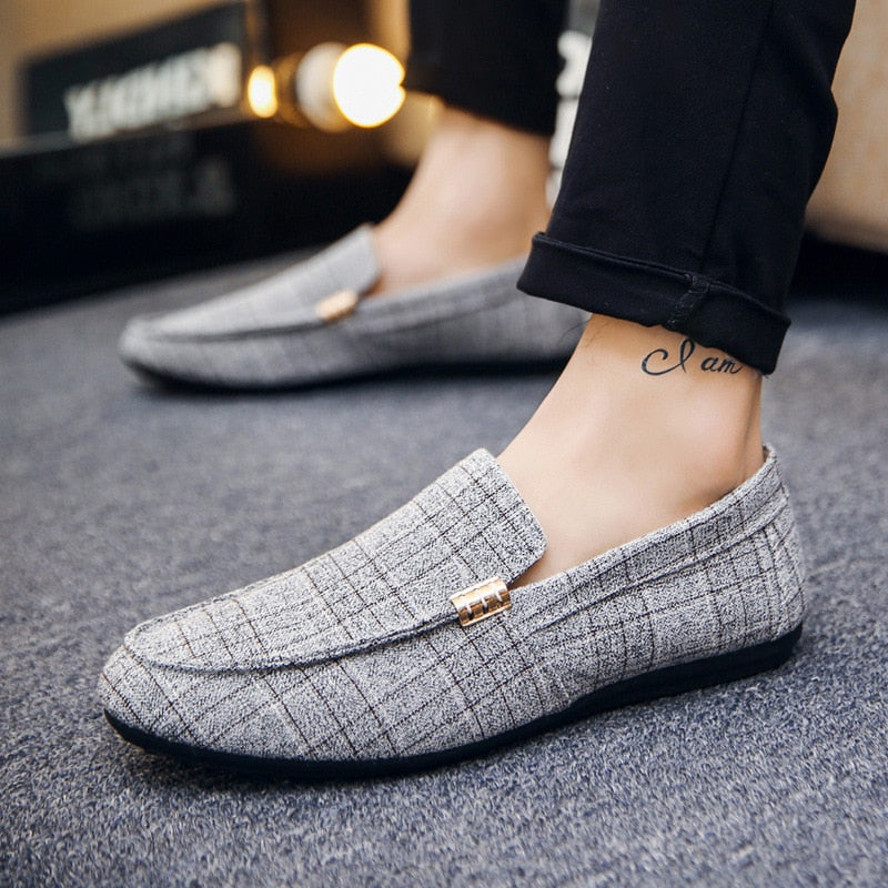 Fashion Loafers Breathable Canvas Sneaker Black Gray