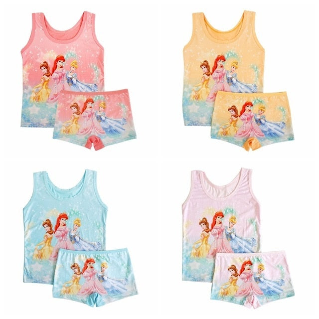Summer Children's Vest Suit Cartoon Frozen Minnie Kids Short Sleeved