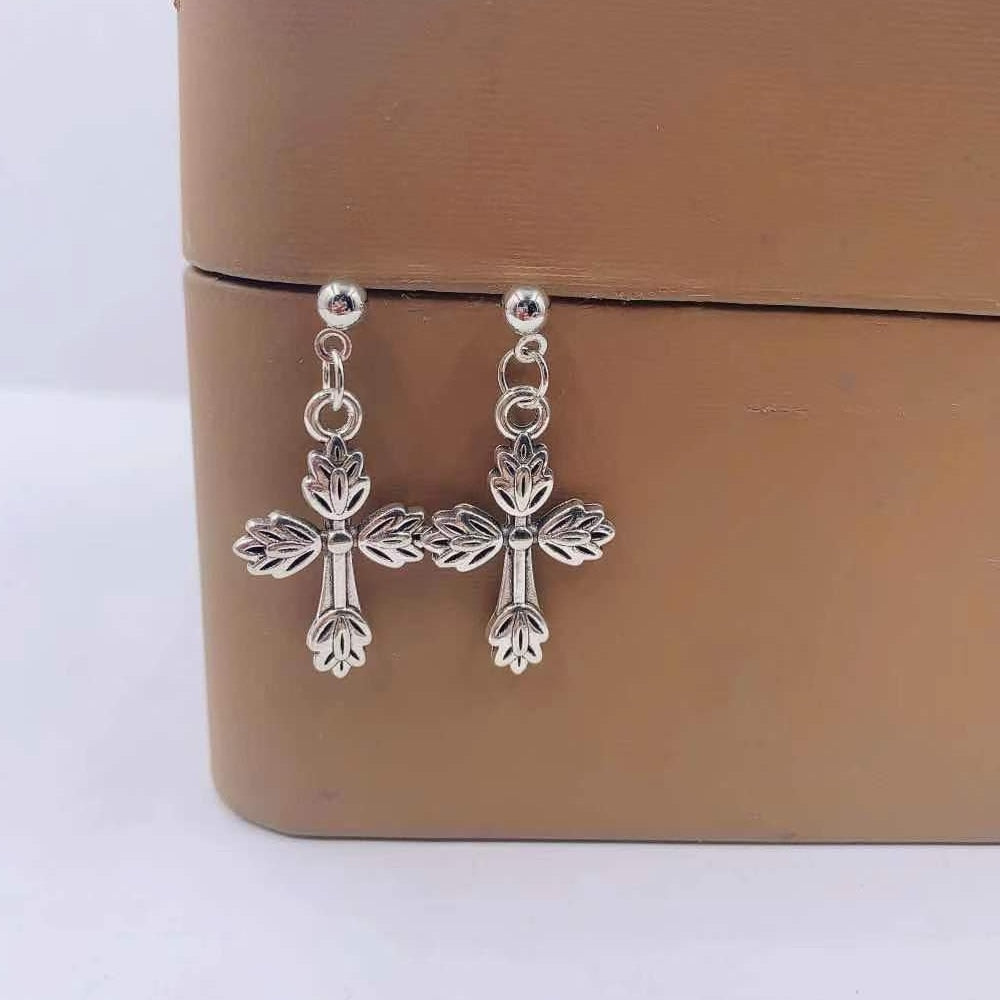 Fashion Cross Pendant Cartilage Drop Dangle Earrings