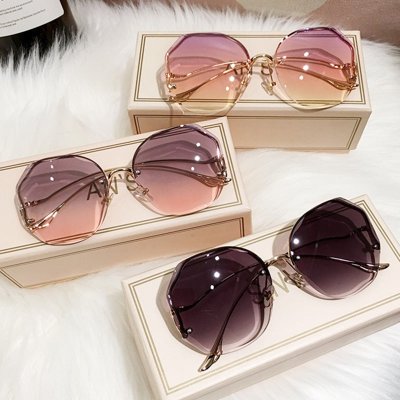 Irregular Round Gradient Fashion Sun Glasses