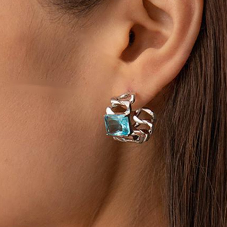 Fashion Shiny Green Rhinestone Pendant Earrings