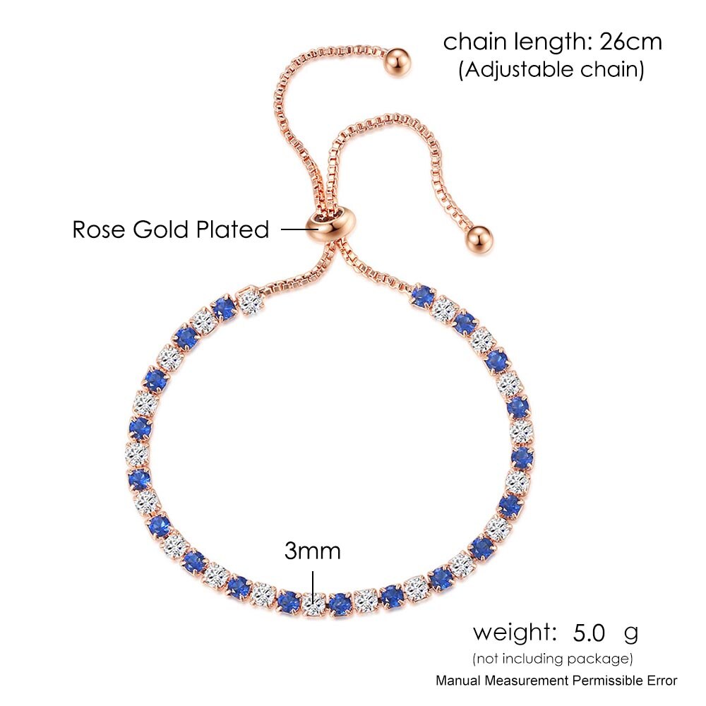 ZHOUYANG Simple Blue Round Zircon Bracelet