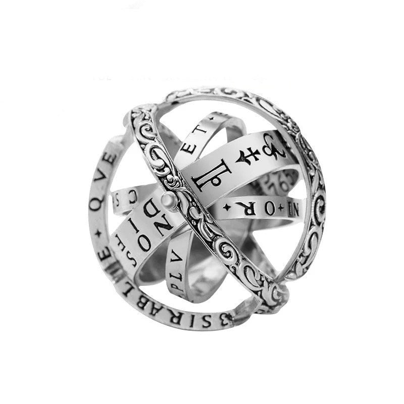 Vintage Astronomical Ball Creative Complex Rotating Cosmic Ring