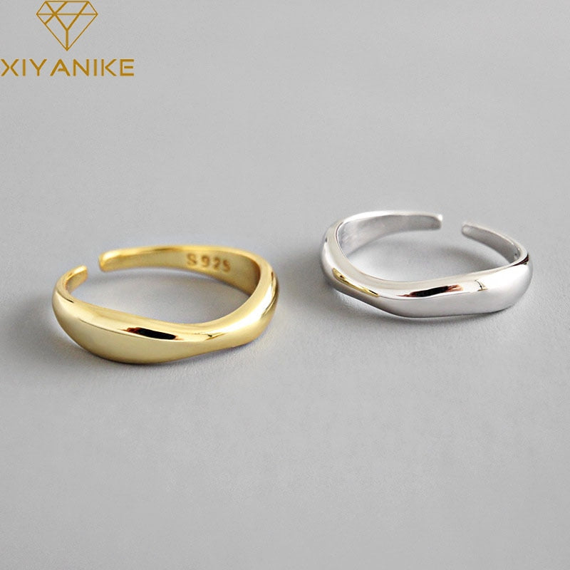 XIYANIKE Silver Color  Irregular Wave Rings