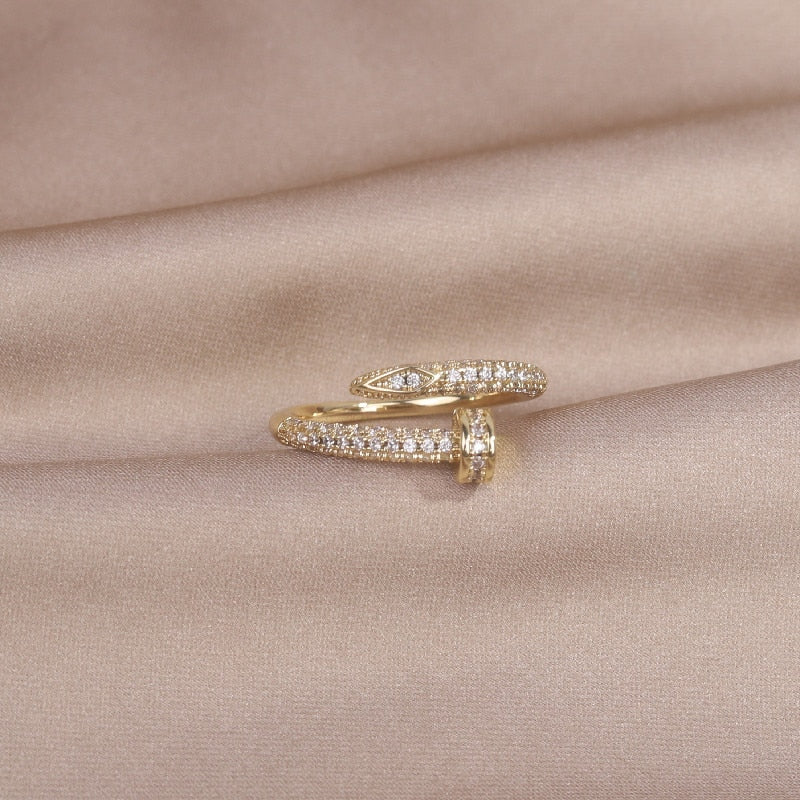 Real Gold Plating AAA Zircon Geometric Ring
