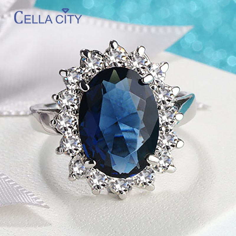 Cellacity Oval Sapphire Gemstones Flower shaped Ring