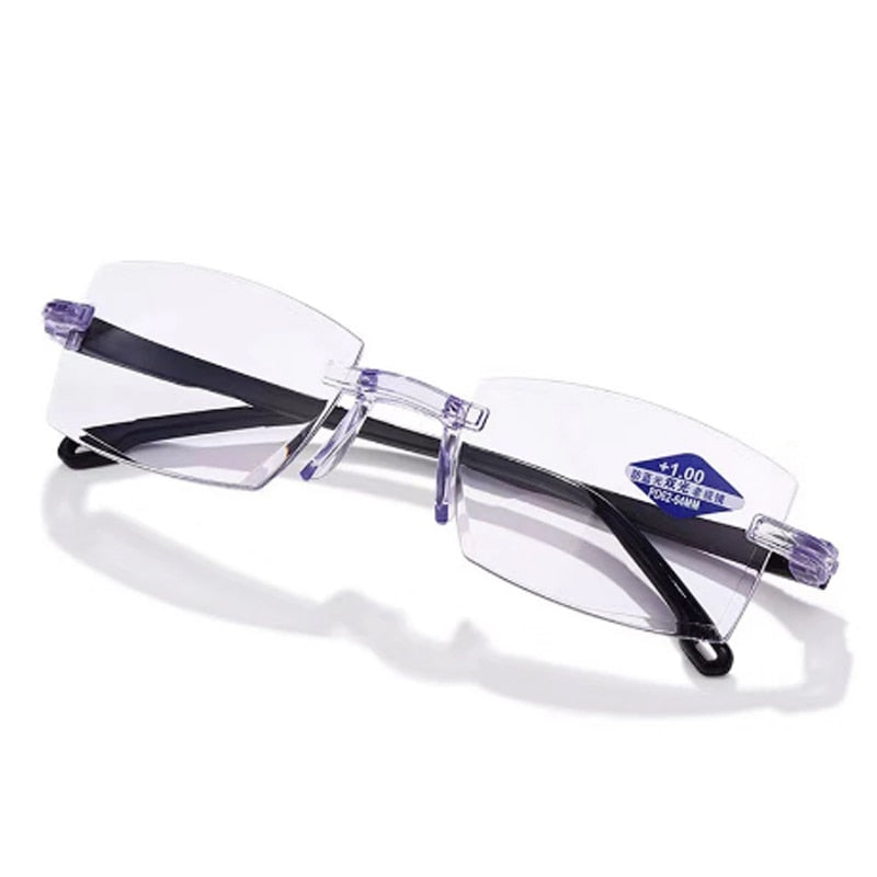 Diamond-cut Blue Light Blocking Multifocal Eyewear Ultralight Rimless Eyeglasses