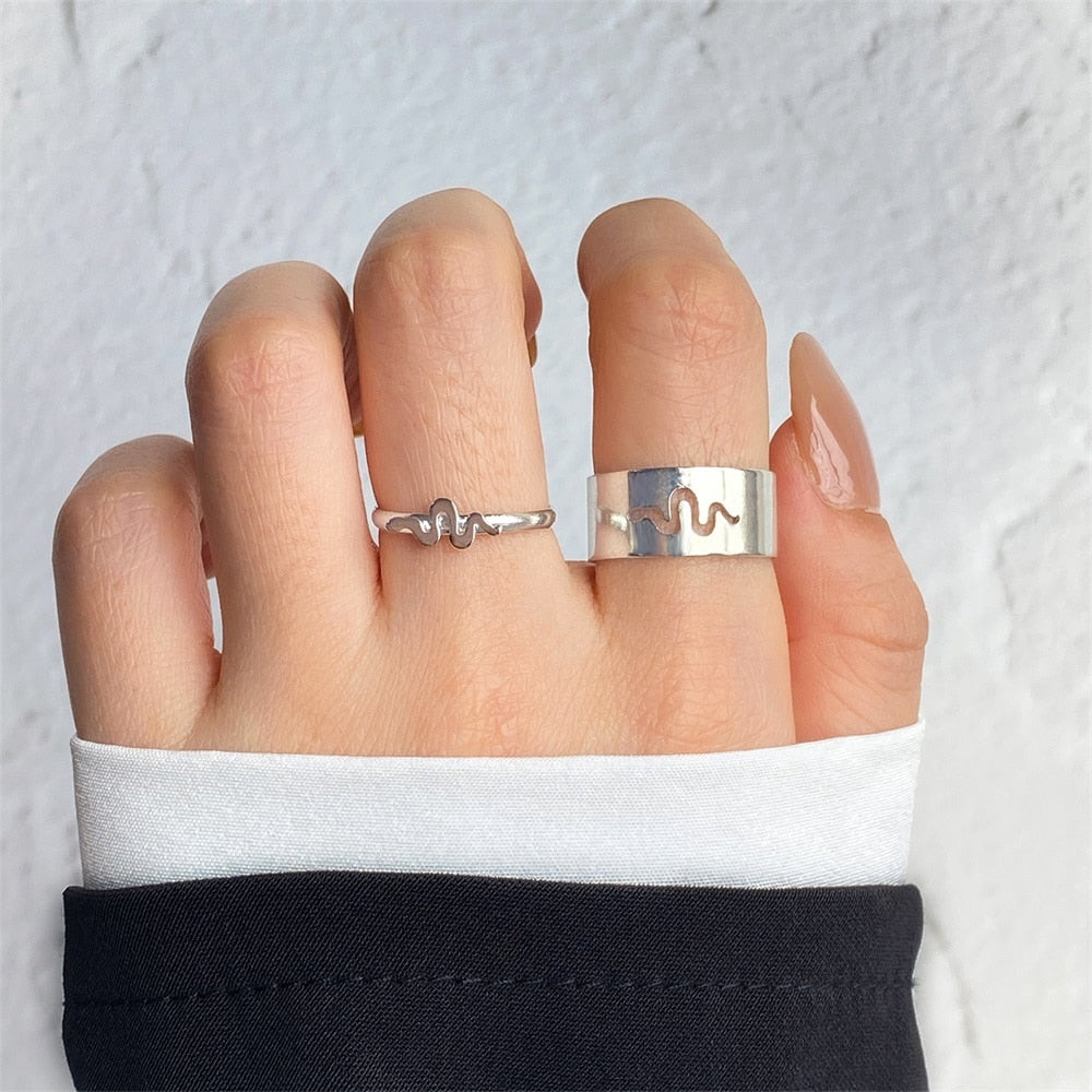 FNIO Bohemian Gold Color Chain Rings Set