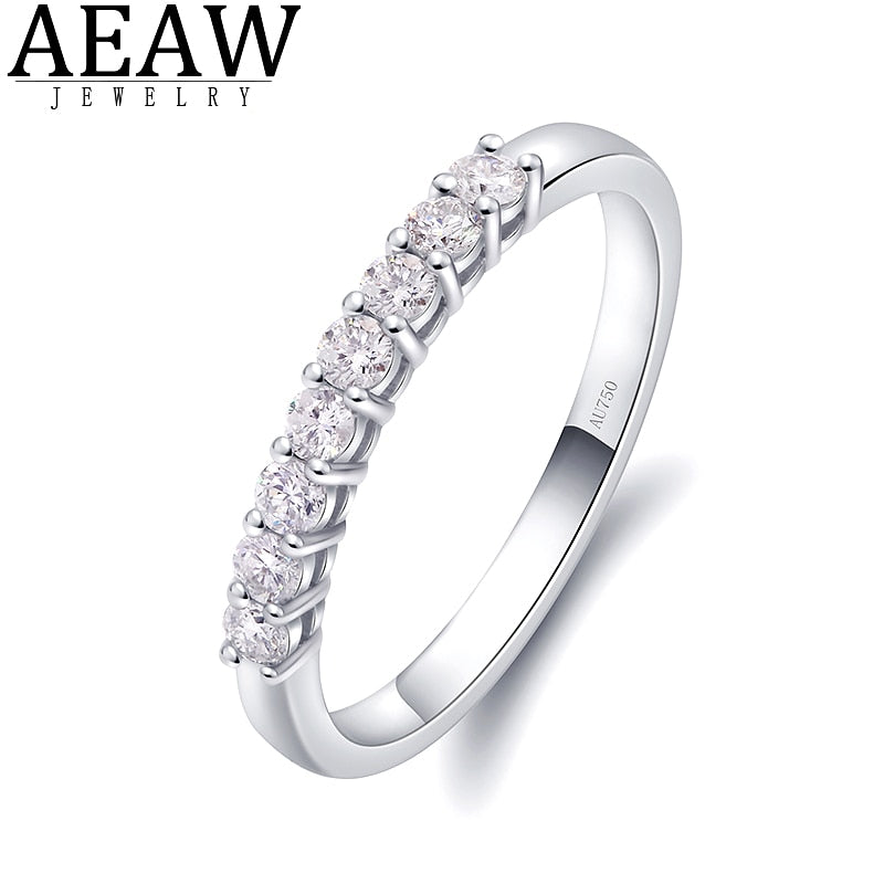AEAW 14k White Gold 0.25ctw 2mm DF Round Cut Diamond Band Ring