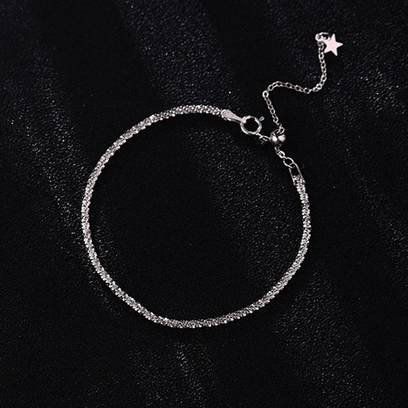 Minimalist Silver Plated Adjustable Charm Bracelet