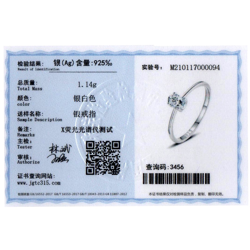 Ailmay Real 925 Sterling Silver Simple Oval Zirconia Ring