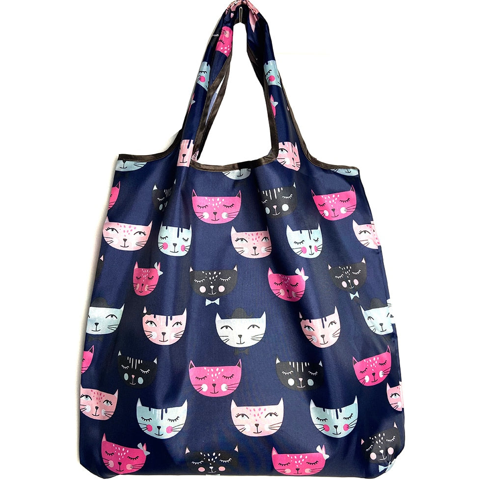Reusable Foldable Tote 30lbs Cute Grocery Bag