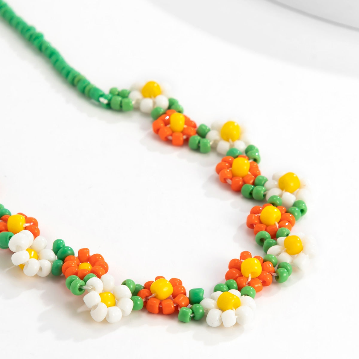Salircon Trend Bohemia Rainbow Color Seed Beads Chain Choker Necklace