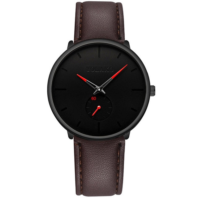 Ultra Thin Minimalist Quartz Stainless Stee Casual Leather Watch