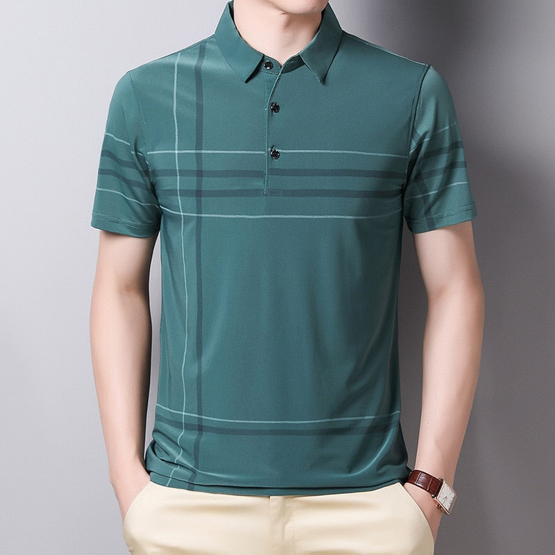 Ymwmhu Fashion Striped Slim Men Polo Shirt