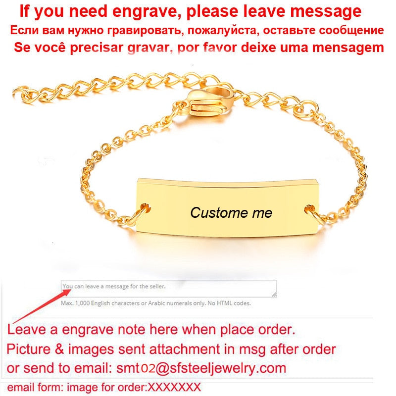 Personalize Baby Name Chain Smooth Bangle Link Gold Tone Bracelet