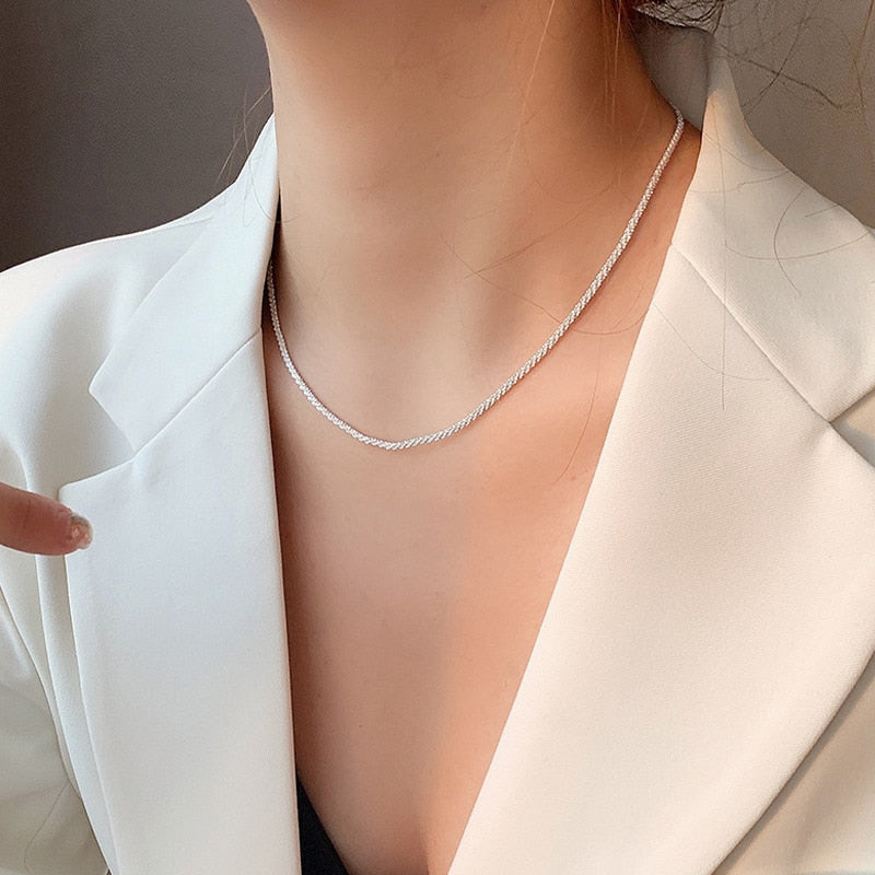 Silver Colour Sparkling Clavicle Chain Choker