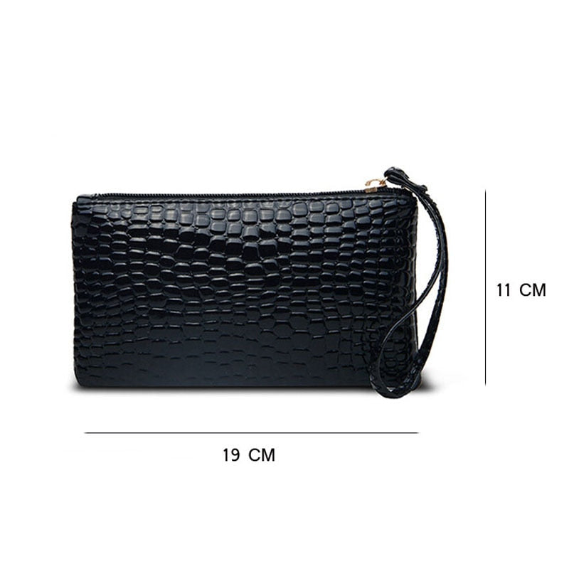 1PC Women PU Clutch Long Casual Wallet  Litchi Grain Coin Purse Female Bag Wrist Bags Zipper Phone Pocket Credit Card Holder