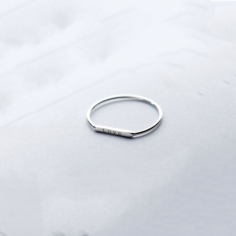 INZATT Minimalist Real 925 Sterling Silver Love Letter Ring