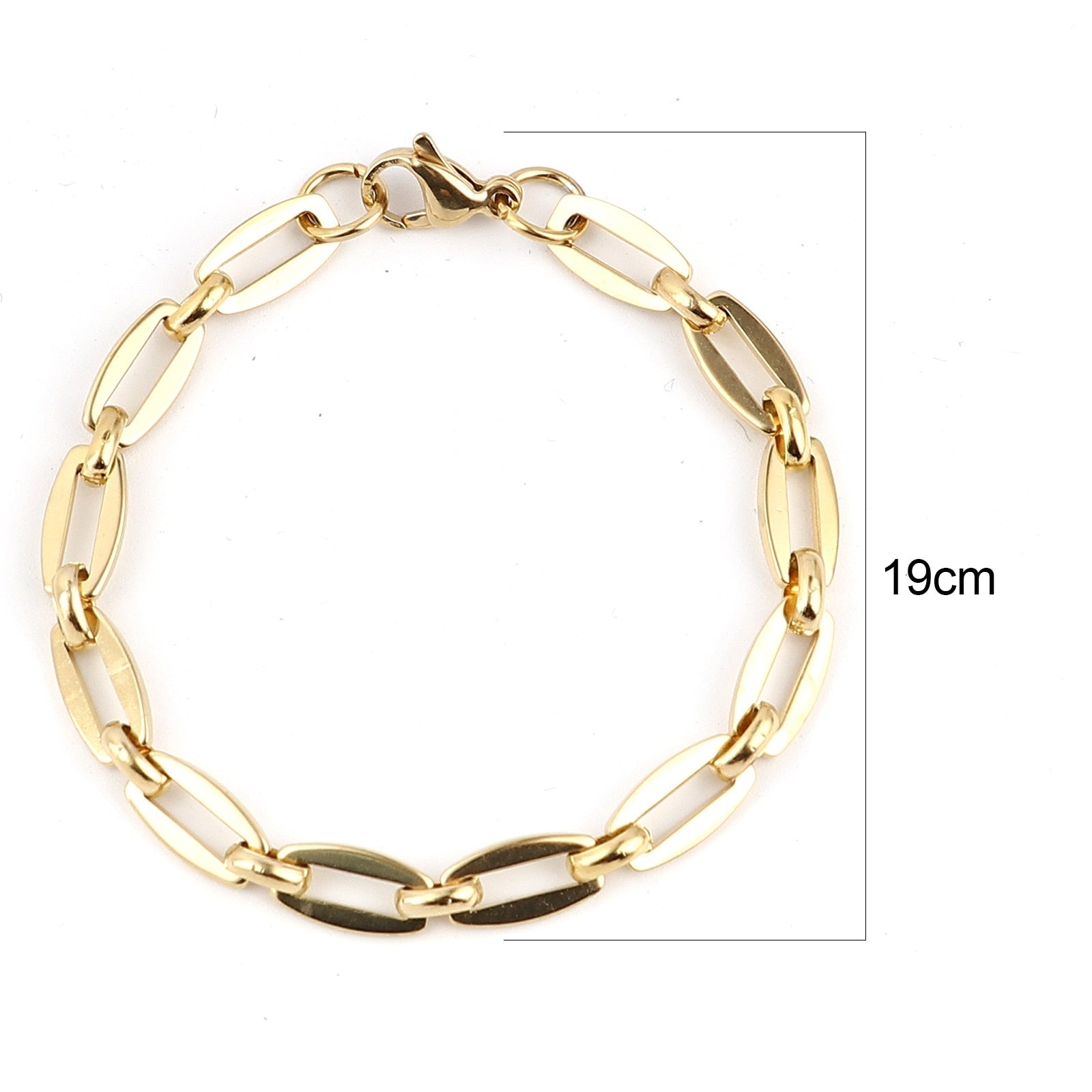 1PC 4mm Stainless Steel Link Cable Chain Oval Bracelet