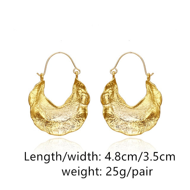 Retro Golden Metal Leaf Stud Earrings