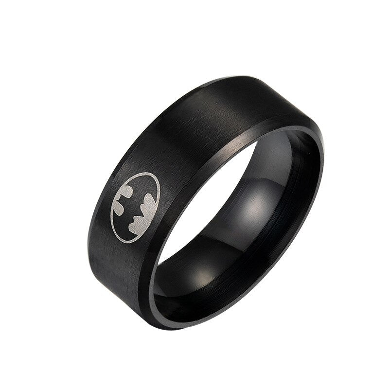 Fashion Laser Logo Bat Rings Stainless Steel for Men