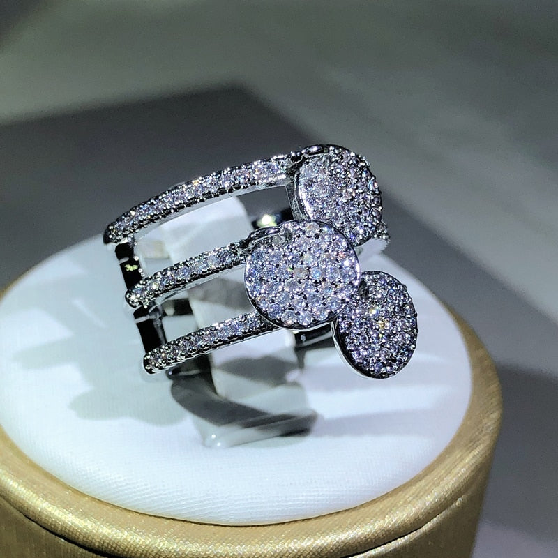 Vintage Heart Shape Promise Ring Simulated Diamond 925 Sterling Silver