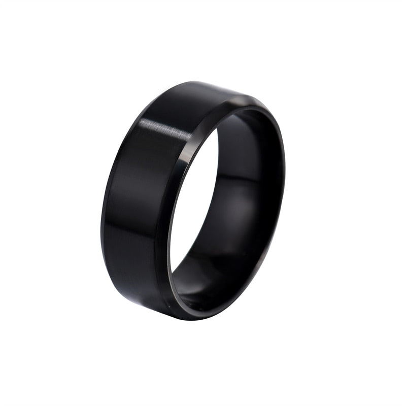 8mm Matt Stainless Steel Simple Design Plain Titanium Ring