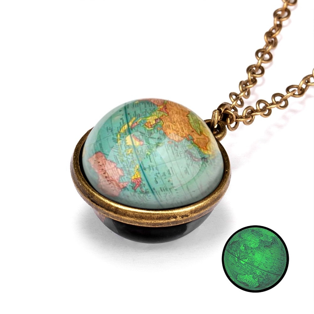 1PC Vintage Colorful Galaxy Universe Round Pendant Necklace