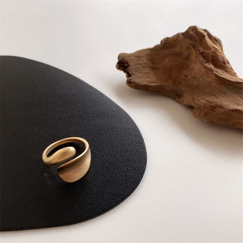 Simple Open Gold Color Adjustable Ring